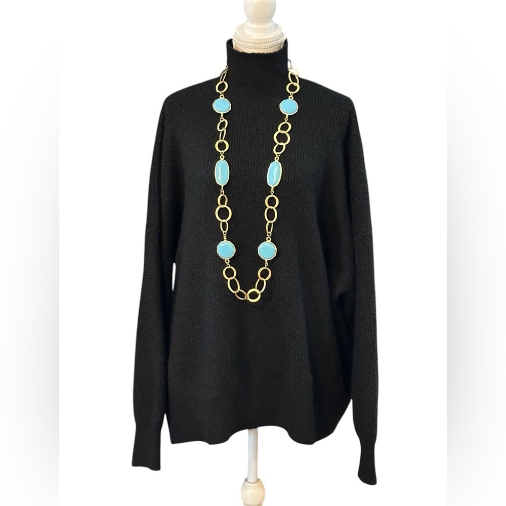 Topshop Black Oversized Comfy Turtleneck Sweater Size Small but will fit XL - Picture 9 of 13